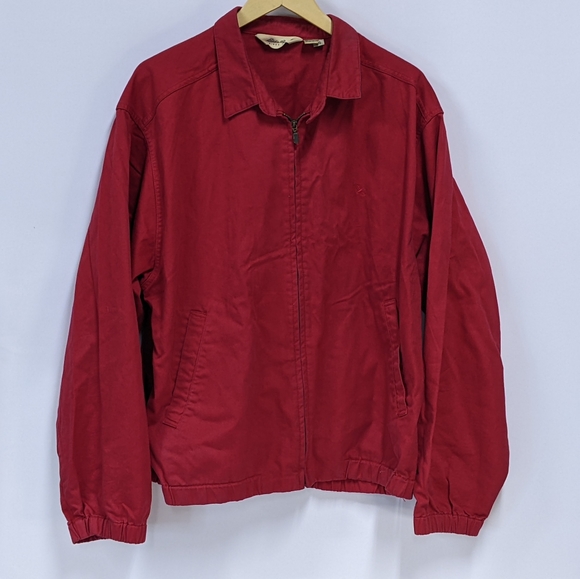 Vintage Eddie Bauer Red Denim Bomber Jacket With Plaid Trim, Full Zip, Large - Picture 12 of 12
